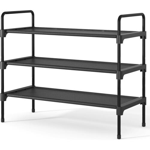 Kitsure Shoe Rack for Closet, Sturdy Shoe Storage for Entryway, Space-Saving Shoe Rack Small and Shoe Shelf, 27.6 Wide, Black