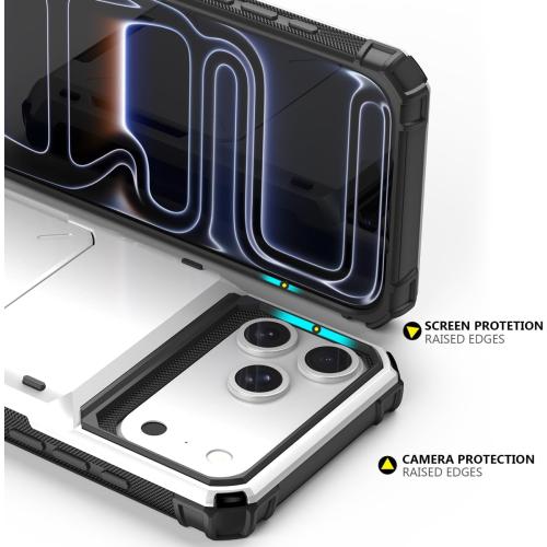 Nvollnoe Compatible with iPhone 17 Pro Max Case with Card Holder[Store 5 Cards] Dual Layer Heavy Duty Shockproof Wallet Case with Hidden Card Slot Large Storage Cover for Men&Women 6.9''(White)