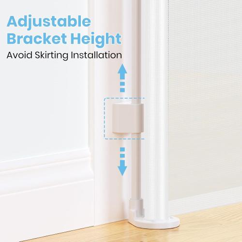 HAMOPY Retractable Baby Gate, 33 Tall, Extends up to 55 Wide, Durable Auto-Lock Baby Gate for Stairs, Mesh Dog Gate and Child Safety Gates for Doorways, Hallways, Indoor, Outdoor(White)