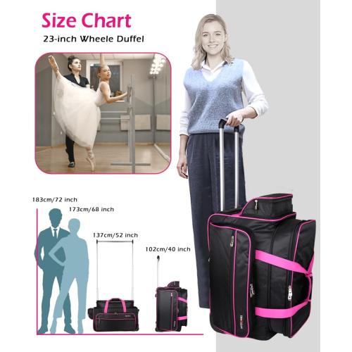 Dance Bag with Garment Rack,23inch Dance Competition Garment Bags with Clothes Rack,Suitcase,Rolling Duffle for Travel, Wheeled Drop-Bottom Upright Luggage Closet Suitcase(Expand-Purple