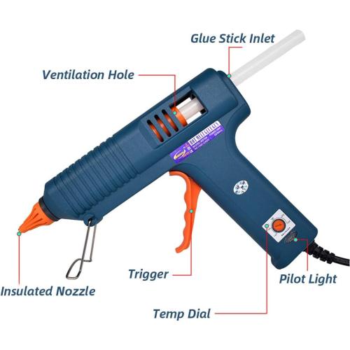 Craft Glue Gun Set, 150 Watts with 3 Copper Nozzles Temperature Adjustable DIY Repair Tool Professional Melting Glue Gun Include wrench, nozzles tips, silicone mat and 5 glue sticks