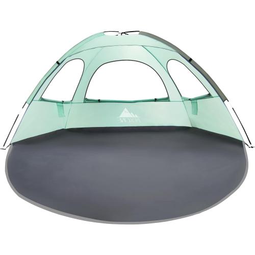 NXONE Beach Tent Sun Shade Shelter for 3/4/6 Person Person with UV Protection, Extended Floor, 3 Mesh Roll Up Windows & 8.0/8.5mm Fiberglass Rods丨Carry Bag Included