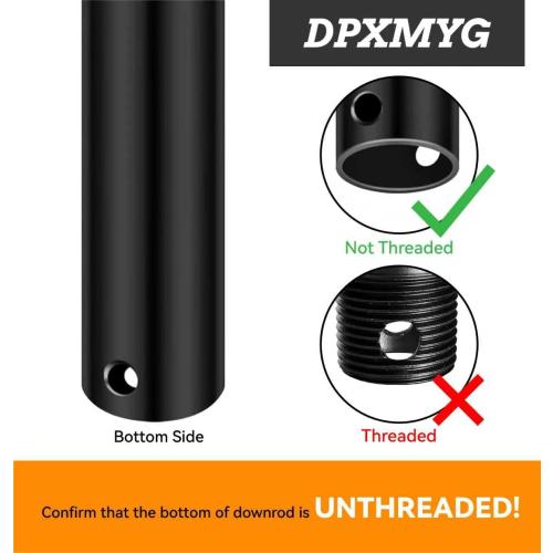 36 inch Ceiling Fan Downrod, 3 FT Black Downrod for Ceiling Fan, 1 inch Outside Diameter, Boom Suitable for a Wide Range of Fans (Black, Not Threaded)