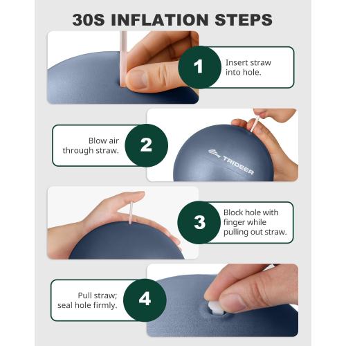 Trideer Yoga Ball for Exercise, Pilates, Core & Balance Training, Stability Ball for Pregnancy & Birthing Prep, Physical Therapy, Daily Stretching, Office Chair for Active Sitting, Quick Pump Included