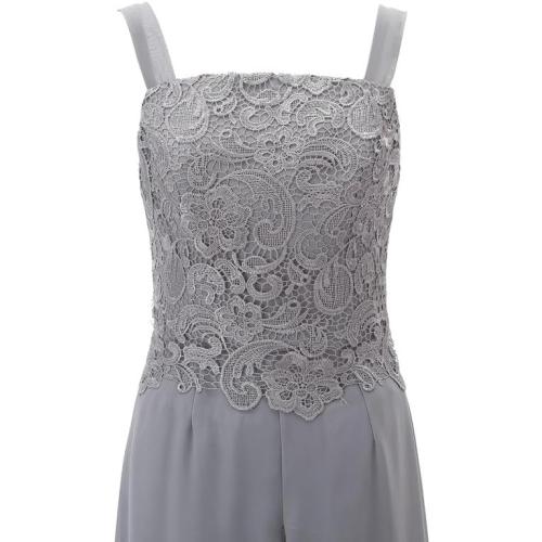 Size L Mother of The Bride Pant Suits with Lace Jacket 3 Pcs Chiffon Long Evening Gowns Outfit