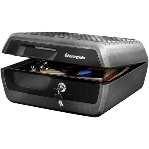 SentrySafe Fireproof and Waterproof Document Safe with Key Lock, Lock Box for Cash, Passport, Jewelry, Exterior: 16.5 in W x 14.8 in D x 7.6 in H, Black, 0.36 Cubic Feet, CHW30220