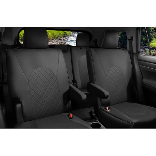 GIANT PANDA Full Set Car Seat Covers Fit for Toyota Highlander 2020 2021 2022 2023 2024 2025 2026 XLE/XSE/Limited/Platinum/Hybrid 2nd Row Captain Chair, 7 Seats, Three Rows, Faux Leather (Black)