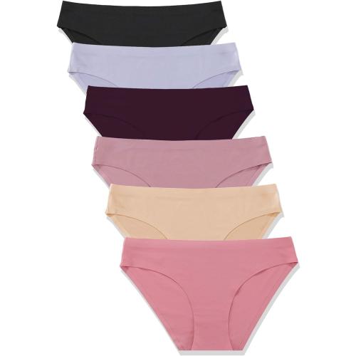 FINETOO 6 Pack Women’s Seamless Hipster Underwear No Show Panties Invisibles Briefs Soft Stretch Bikini Underwears XS-XL