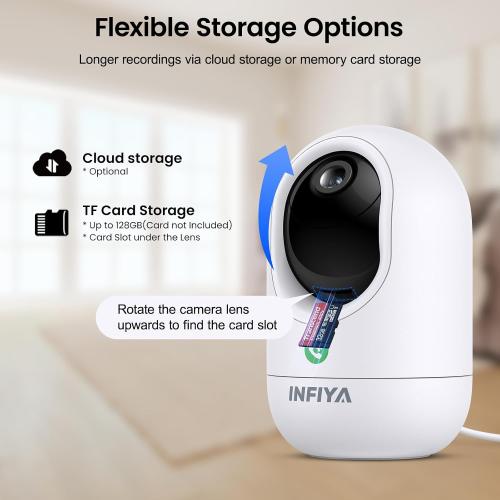 2K Baby Camera-WiFi Home Security Cameras Indoor via One-Tap Call with Elderly/Baby/Nanny, Motion Alert, Local/Optional Cloud Storage, Compatible with Alexa/Google Home, K7 1Pack (2.4GHz Only)