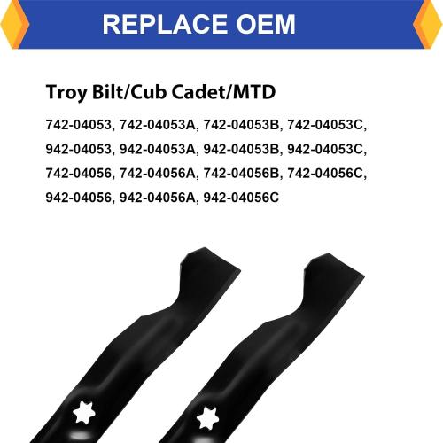 (3 Pack) 942-04053C Lawn Mower High Lift Blades Replacement for MTD/Cub Cadet/Troy-Bilt 942-04053B 742-04053 942-04056C Toro 112-0316, Fits Cub Cadet LT1050, LTX1050, RZT50 for 50'' Deck Mower