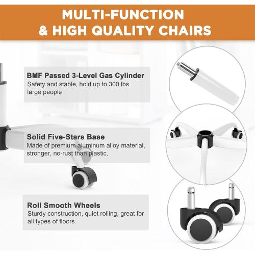 Mimoglad Office Chair, High Back Ergonomic Desk Chair with Adjustable Lumbar Support and Headrest, Swivel Task Chair with flip-up Armrests for Guitar Playing (Modern, Orange)