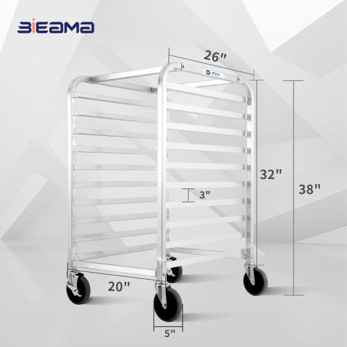 10-Tier Sheet Pan Rack, NSF Bun Pan Rack, Aluminum Bakery Rack, Home Commercial Kitchen Bakery Cooling, 4 Wheels