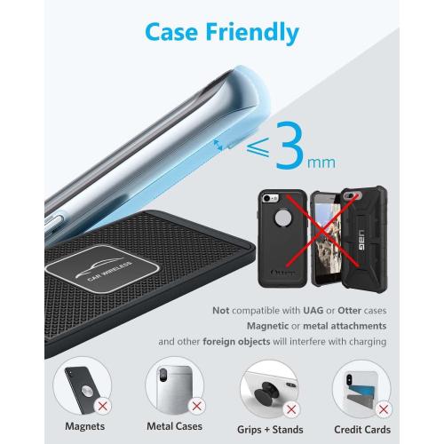 Wireless Car Charger Qi Charging Pad Fast 15W 10W 7.5W Quick Charge Adapter for iPhone 14 13 12 Mini 11 Pro Max 8 Plus X XR Xs Airpods LG Samsung Note Galaxy Buds S9 S10 S20 S21 S22 S23 Android Phones