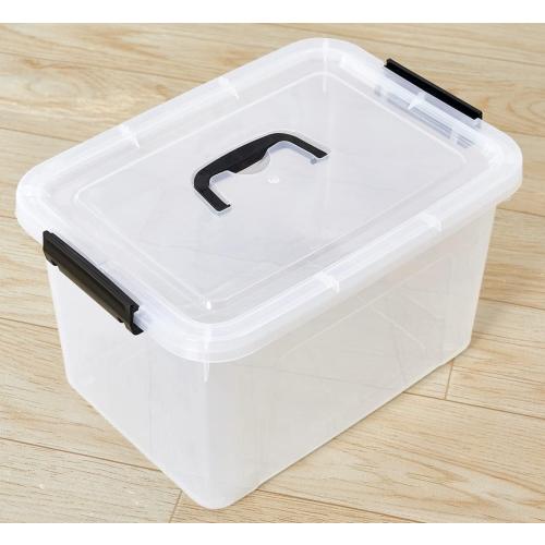 Clear Storage Latch Box 12 Quart, Plastic Organizing Box/Bin with Lid and Black Handles, 6-Pack