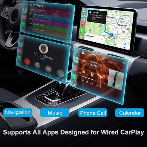 Wireless CarPlay Adapter for iPhone iOS10  / Android11 , 2-in-1 Apple Carplay & Android Auto Adapter with Extension Cable USB-A & USB-C, Stable Control No Delay Compatible 1000  Car Models (2016 )