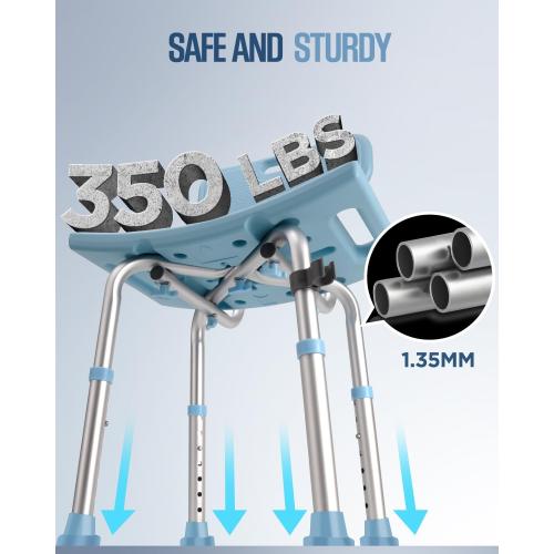 Shower Chair for Inside Shower with Removable Back, Adjustable Shower Stool
