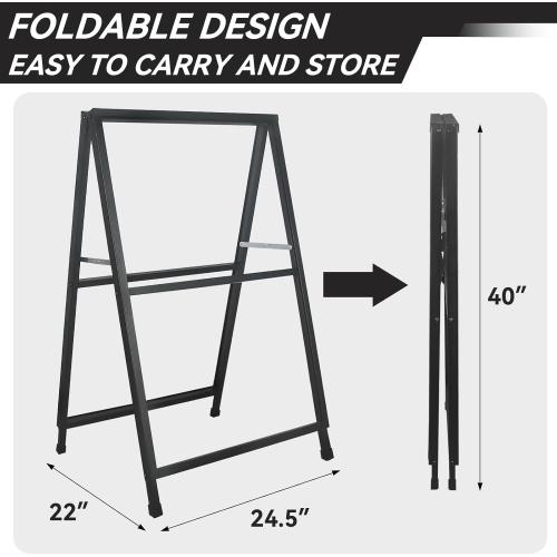 QKA A-Frame Sign Sidewalk Sign 24x36 Inch, Heavy Duty Double-Sided Slide-in Folding Outdoor Sandwich Boards, Suitable for Restaurants, Cafes, Outdoor Events（Frame Only）
