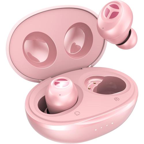 TRANYA T10 Pro Wireless Earbuds Bluetooth 5.3, 12mm Driver with Premium Deep Bass, Wireless Charging, IPX7 Waterproof, Low-Latency Game Mode in Ear Headphones -Pink
