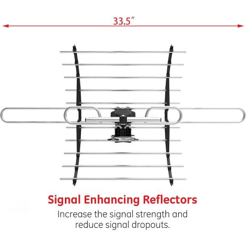PIBIDI Digital HD TV Antenna, Amplified Attic/Outdoor Antenna, 360 Degree Rotation Wireless Remote, 4K 1080P VHF UHF, Mounting Pole Included, 200 Miles Range