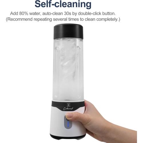 COKUNST 18oz Portable Blender with 6 Blades for Protein & Shakes, USB Rechargeable Juices Mixer, Small Blender with Extra Handle Lid for Travel Sports Outgoing-Black