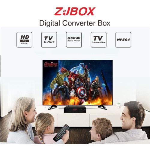 Digital TV Converter Box, ATSC Tv Tuner - ZJBOX for Analog HDTV Live 1080P with Recording&Playback,HDMI Output, Timer Setting TV Tuner Function Digital Channel Free
