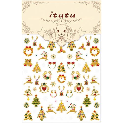 Christmas 5D Embossed Nail Stickers for Nail Art Self-Adhesive Gold Gilding Snowflake Xmas Trees Elk Nail Decals Glitter Red Green Rhinestones Nail Design Stickers Winter Nails Supply for Women DIY