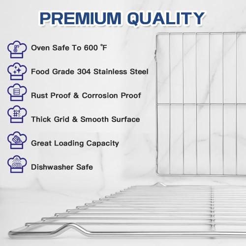 Upgraded 2-Pack Oven Racks 316496201 for Frigidaire Kenmore Range Stove 24.17 x 16 inch - Replaces 316496202 316496207 AP4040129 PS1765356, Stainless Steel