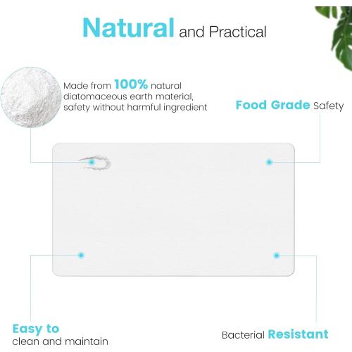 Greenturf Large Diatomite Stone Bath Mat, Premium Non-Slip Natural Diatomaceous Earth Bathtub Fast Drying Mats for Bathroom Floor (30 x 17 White)