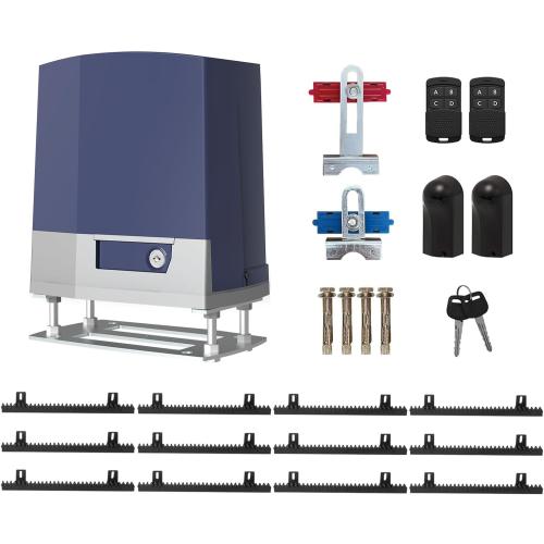 Automatic Sliding Gate Opener 1800lb with 370W Rack Drive Electric Gate Motor for Heavy Driveway Slide Gates with 2 Remote Controls, Infrared Sensor & Nylon Gear Rack