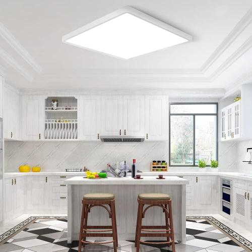 LED Flush Mount Ceiling Light Fixture, 5000K Daylight White, 12inch 24W, 3200LM, Slim Flat Panel Lighting Fixture, Square Modern Ceiling Lamp for Bedroom, Kitchen, Living Room, Closet, Stairwell