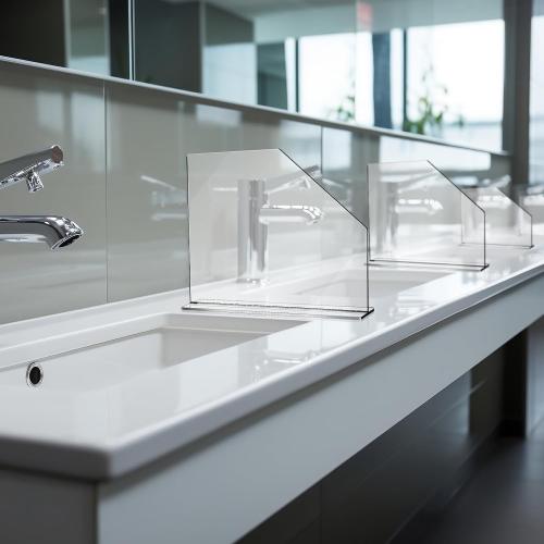 Vesici 2 Pcs Clear Acrylic Sink Splash Guard Freestanding Panel Barrier with Easy Reach Cutaway Kitchen Guard Protective Splatter Barrier for Home Hospital(23.625 Length, 18 Height, 4.5 Base)