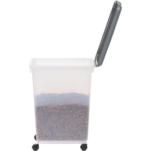 Amazon Basics Airtight Dog Food Storage Container with Scoop and Wheels, 69 QT, Gray