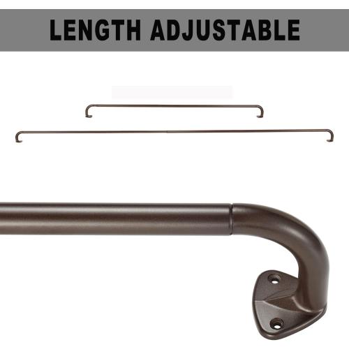 YunNephele Room Darkening Curtain Rods 28-48 inch Bronze,Wrap Around Design Window Single Drapery Rod, Sturdy Metal Adjustable Curtain Rod Set for Blackout Curtains