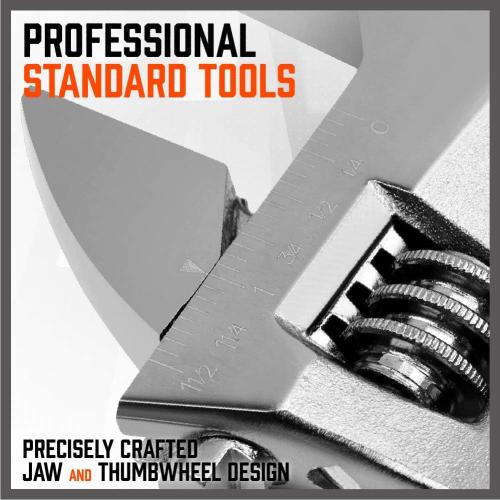 HORUSDY 4-Piece Adjustable Wrench Set, CR-V Steel, Adjustable Wrenches Set(6-inch, 8-inch, 10-inch, 12-inch)