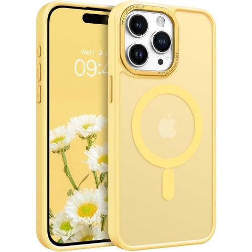 BENTOBEN Magnetic for iPhone 15 Pro Max Case,[Compatible with MagSafe] Translucent Matte Frosted Anti-Fingerprint Slim Shockproof Women Men Protective Cover Case for iPhone 15 Pro Max 6.7,Yellow