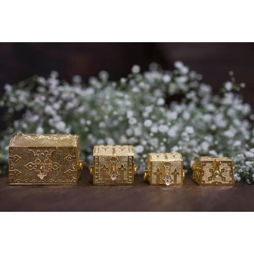 EHV 24K Gold Plated Wedding Unity Coins with Decorative Display Case, Treasure Box, Classic Arras Ceremony Souvenirs, Beautiful Gift Set Marriage Matrimoniales Boda (San Benito)