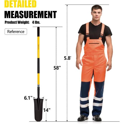 Nohovu Shovel for Digging, Heavy Duty Shovel with Fiberglass Handle, 58 Inches