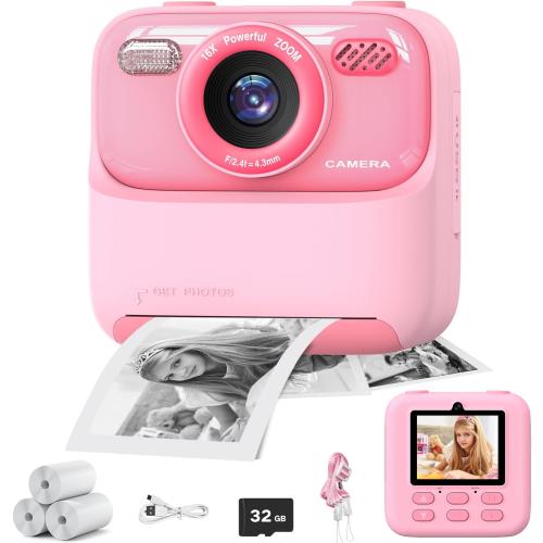 masterbee Kid Camera Instant Print Photo, Birthday Gifts for Girls and Boys, Kids Digital Camera Toys, 1080P HD Video, 3 4 5 6 7 8 9 10 11 12 Year Old Boy Gifts/Girl Gifts