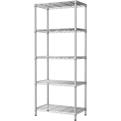 SINGAYE 5 Metal Shelves Wire Shelving Storage Shelf Adjustable Unit Pantry | 5 Tier Kitchen Laundry Room Organization Home Pantry Closet Bathroom Organizers Garage Rack 14 D x 24 W x 59.5 H Gray
