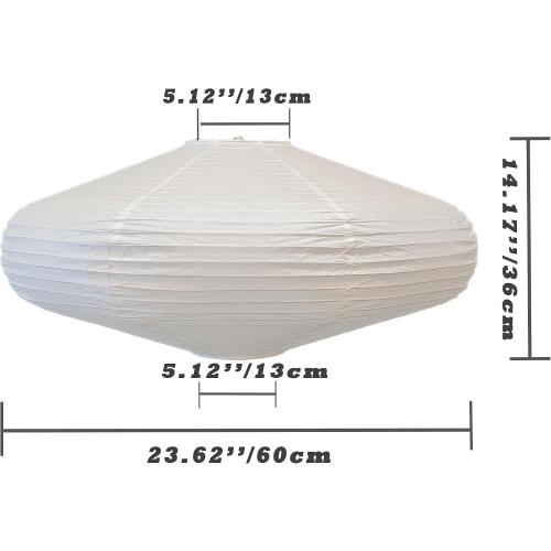 Large Paper Lantern(60cm/23.62inch) Hanging Paper Lamp Shade, Modern Minimalist White UFO Lampshade,Creating a Cozy Vibe for Home Indoor Living Room,Bedroom,Ceiling Decor