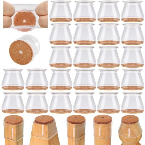 VIUME 24 Pcs Chair Leg Floor Protectors for Hardwood Floors Silicone Covers to Protect Wood Tile Floors Felt Pads Furniture Leg Caps Anti-Scratch Reduce Noise (Fit:1.3-2)