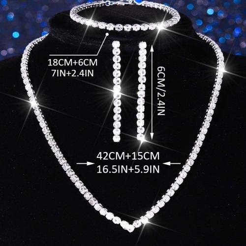 Unicra Rhinestone Bridal Wedding Jewelry Set Silver Necklace Earrings Bracelet Sets Prom Formal Costume Jewelry Sets for Women and Brides