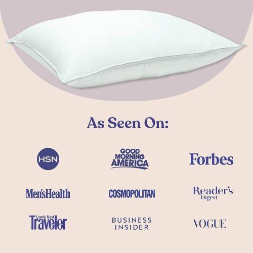FluffCo Zen Fluff™ Down Alternative Bed Pillow - Luxury Hotel Quality - 300 TC Cotton Shell - Pillows for Side, Back, and Stomach Sleepers - Made in USA - Standard/Queen Size 20 x 28, 1-Pack, Soft