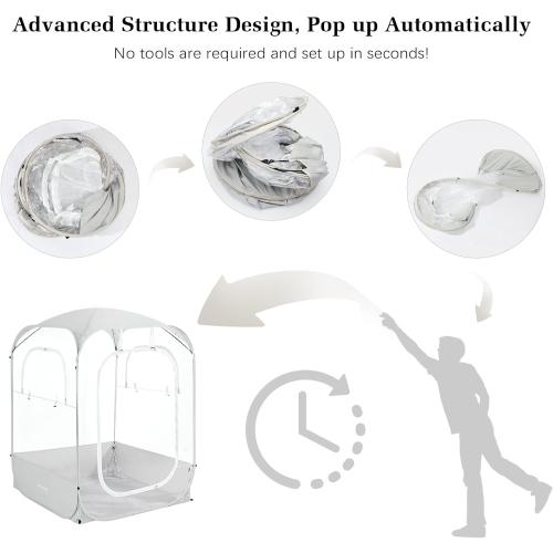 Sports Pods, Instant Pop Up Bubble Tent Fits 1-2 Persons, No Condensation, Spacious Interior, Ultra Visibility for Outside Sports Events, Fishing, Ultra Visibility, All Weather Protection