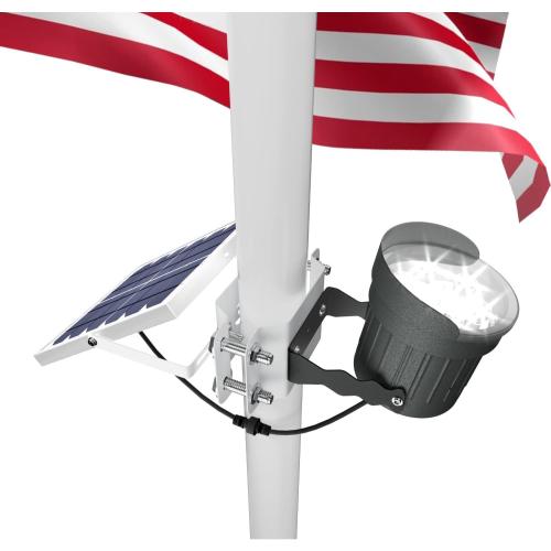 Dark Grey Ofuray Solar Flag Pole Light 3In1 Design, Brightest Flag Pole Light Solar Powered, 2 Brightness American Flag Coverage Led Solar Lights Outdoor Dusk to Dawn fit 1-4 Flagpole for House Inground