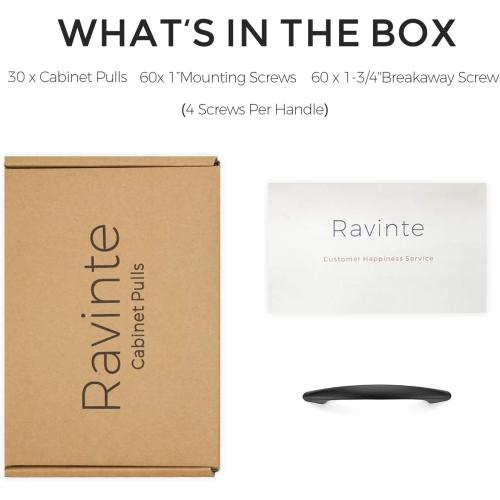 Ravinte 30 Pack 3 Inch Cabinet Handles Matte Black Cabinet Pulls Black Drawer Pulls Kitchen Hardware Kitchen Handles for Cabinets Cupboard Handles Drawer Handles