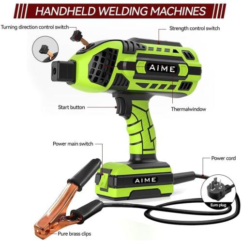 AIME Handheld Welder Machine, 110V Portable Welding Machine with IGBT Inverter 6 Variable Current Adjustment(Black Green)