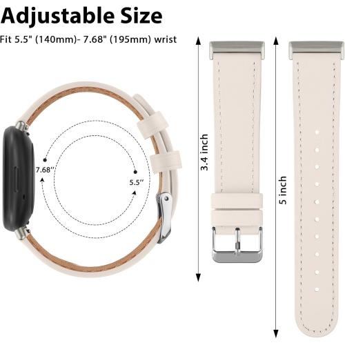 Meliya Leather Bands Compatible with Fitbit Versa 4 Bands/Fitbit Versa 3 Bands/Sense 2 Bands/Fitbit Sense Watch Bands for Women Men, Classic Genuine Leather Wristband Straps