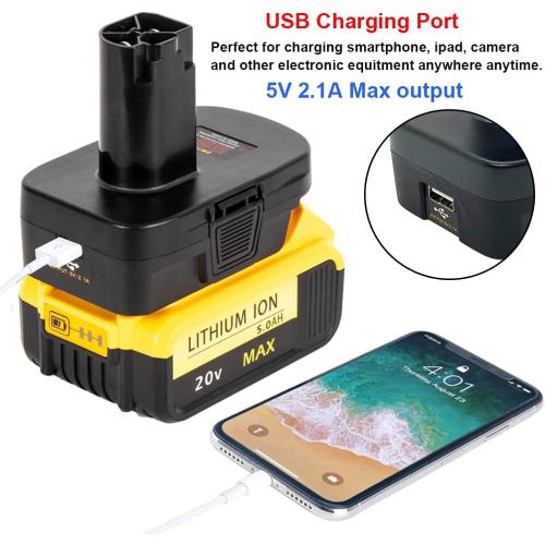 USB Battery Adapter for Craftsman C3 19.2V Cordless Tools, Converter for Dewalt 20V MAX and for Milwaukee M18 18V Lithium Battery to Craftsman 19.2 Volt Lithium Ion Battery Adaptor, w/ 5V 2A USB Port