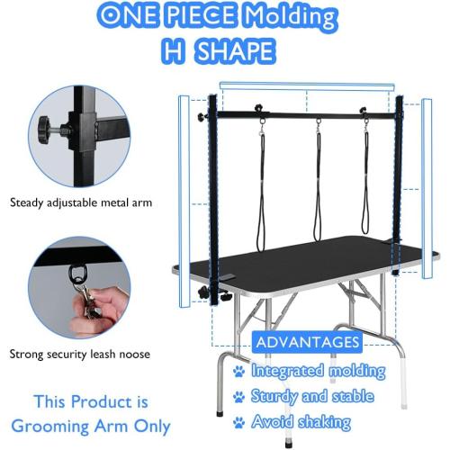LEIBOU H-Shape Dog Grooming Arm Pet Supplies Grooming Table Arm with 3 Noose and Clamp Heavy Duty Aluminum Alloy Frame with 35.4” Adjustable Height and 36.2” ~ 50” Adjustable Width Dog Grooming Kit